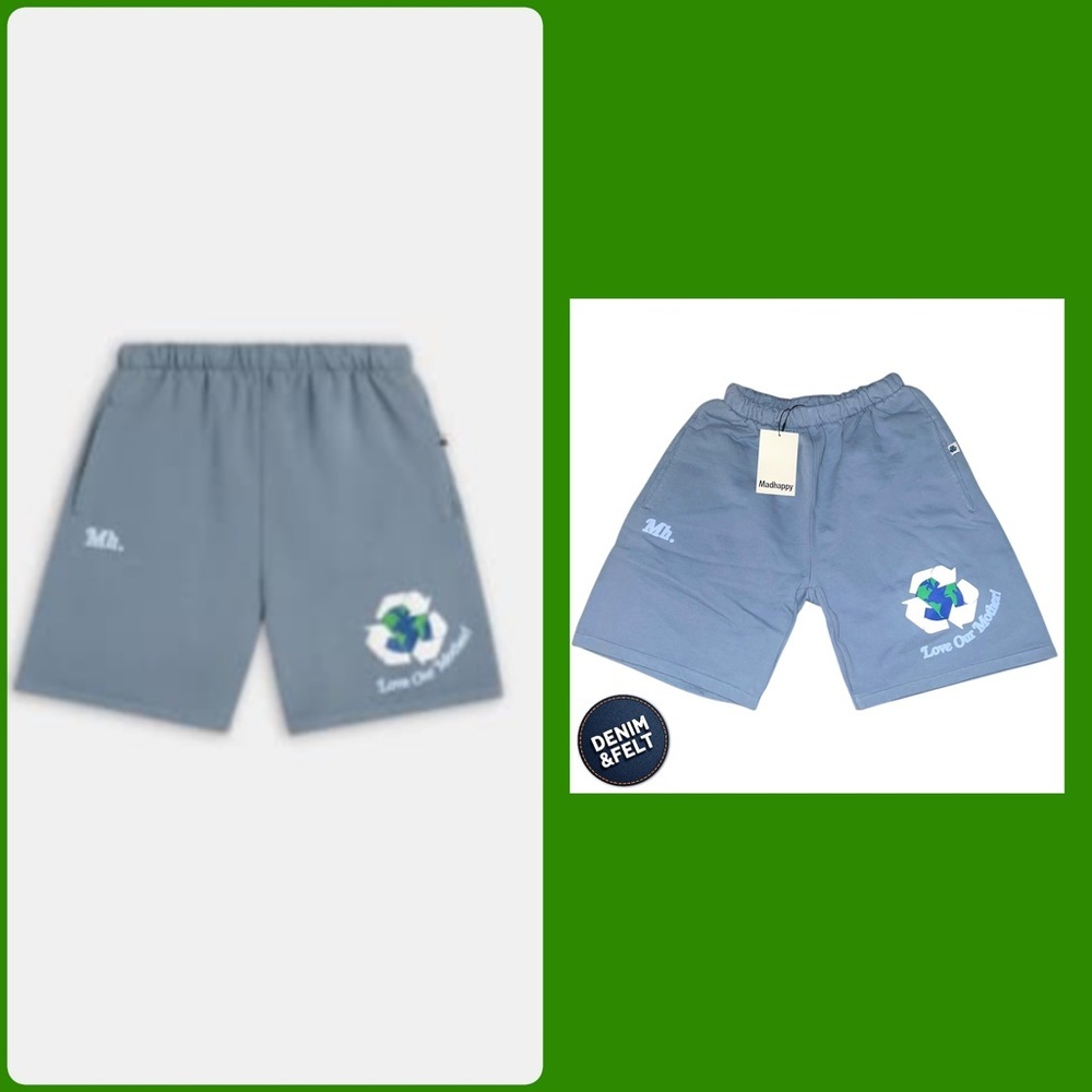 NEW‎ Madhappy Earth Day Organic Fleece Shorts Ocean Blue Small
